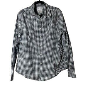 GOODFELLOW & Co. Standard Fit Navy Blue Check Plaid Button Up Shirt Size Large